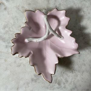 Vintage Vista Alegre Portugal Leaf Trinket / Nappy Dish - Gold & Pink